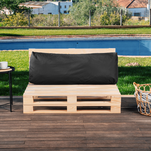 Coussin Palette Déhoussable Imperméable Dossier 120 X 40 Cm Noir