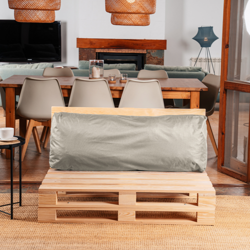 Coussin Palette Déhoussable Imperméable Dossier 120 X 40 Cm Gris Clair