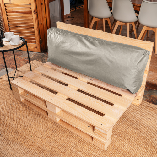 Coussin Palette Déhoussable Imperméable Dossier 120 X 40 Cm Gris Clair