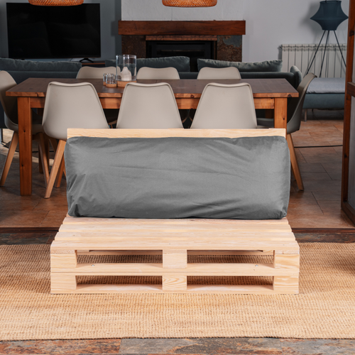 Coussin Palette Déhoussable Imperméable Dossier 120 X 40 Cm Gris Foncé