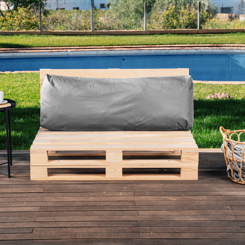 Coussin Palette Déhoussable Imperméable Dossier 120 X 40 Cm Gris Foncé