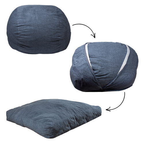 Pouf Lit Convertible 2en1 Bleu Foncé