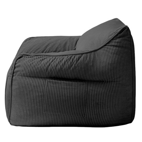 Pouf Fauteuil Velours Côtelé 100x110 Cm Gris Foncé