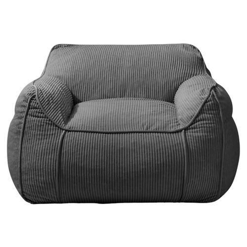 Pouf Fauteuil Velours Côtelé 100x110 Cm Gris Foncé