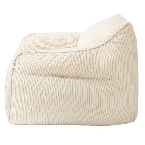 Pouf Fauteuil Velours Côtelé 100x110 Cm Blanc Cassé