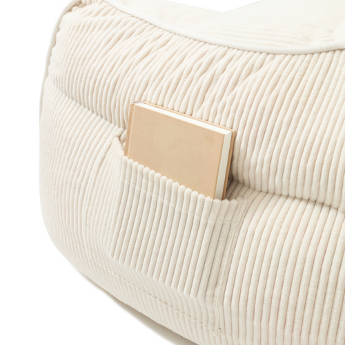 Pouf Fauteuil Velours Côtelé 100x110 Cm Blanc Cassé