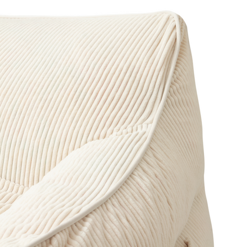 Pouf Fauteuil Velours Côtelé 100x110 Cm Blanc Cassé