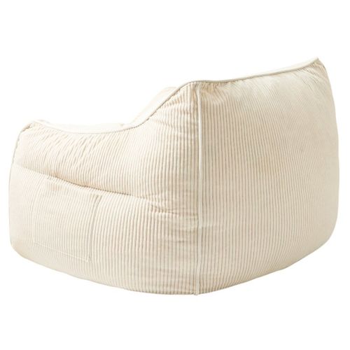 Pouf Fauteuil Velours Côtelé 100x110 Cm Blanc Cassé