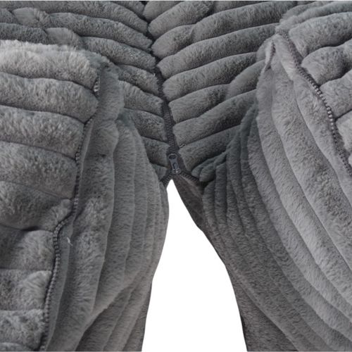 Canapé Modulable Fourrure Côtelé 90x180 Cm Gris Foncé
