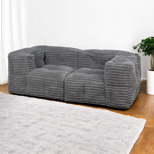Canapé Modulable Fourrure Côtelé 90x180 Cm Gris Foncé