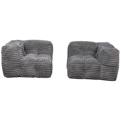 Canapé Modulable Fourrure Côtelé 90x180 Cm Gris Foncé