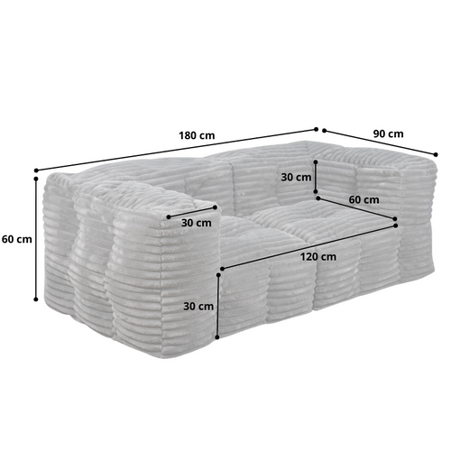 Canapé Modulable Fourrure Côtelé 90x180 Cm Gris Foncé