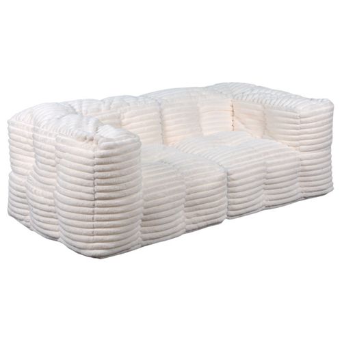 Canapé Modulable Fourrure Côtelé 90x180 Cm Blanc