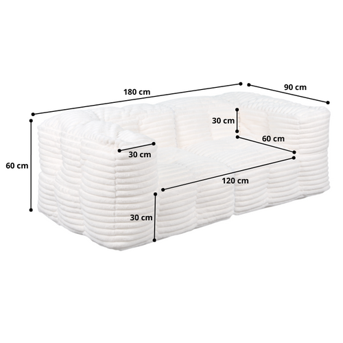 Canapé Modulable Fourrure Côtelé 90x180 Cm Blanc