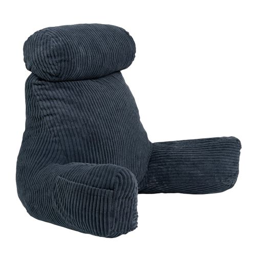 Coussin De Lecture Déhoussable Velours Côtelé 80x50x70 Cm Bleu Foncé