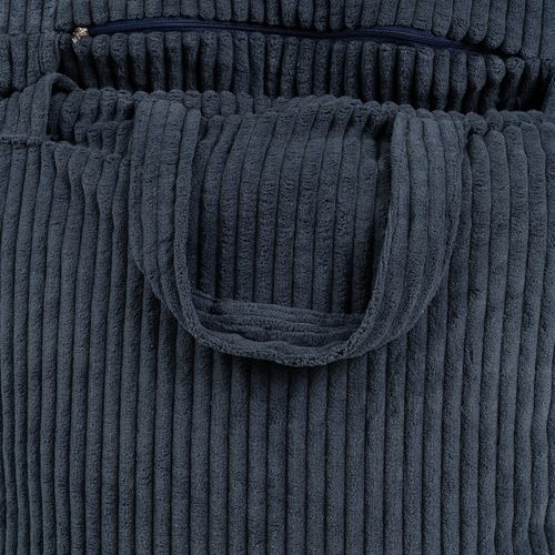 Coussin De Lecture Déhoussable Velours Côtelé 80x50x70 Cm Bleu Foncé