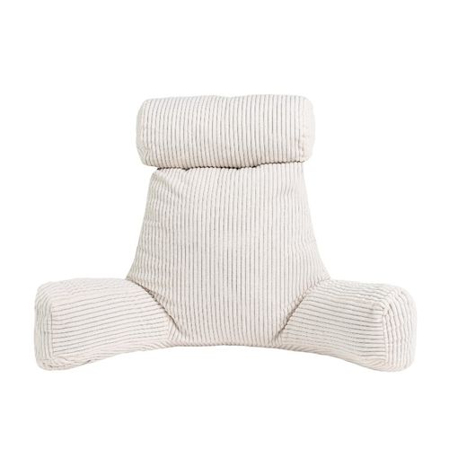 Coussin De Lecture Déhoussable En Velours Côtelé 80x50x70 Cm Blanc