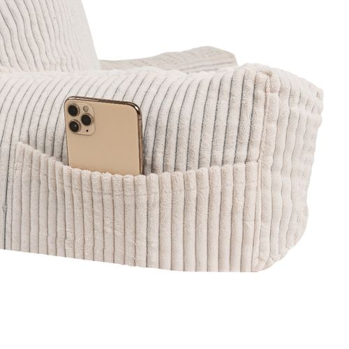 Coussin De Lecture Déhoussable En Velours Côtelé 80x50x70 Cm Blanc