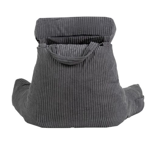 Coussin De Lecture Déhoussable En Velours Côtelé 80x50x70 Cm Gris