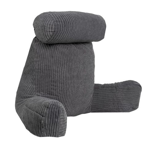 Coussin De Lecture Déhoussable En Velours Côtelé 80x50x70 Cm Gris