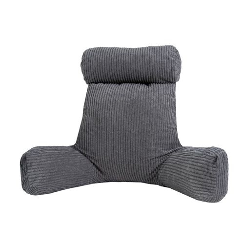 Coussin De Lecture Déhoussable En Velours Côtelé 80x50x70 Cm Gris