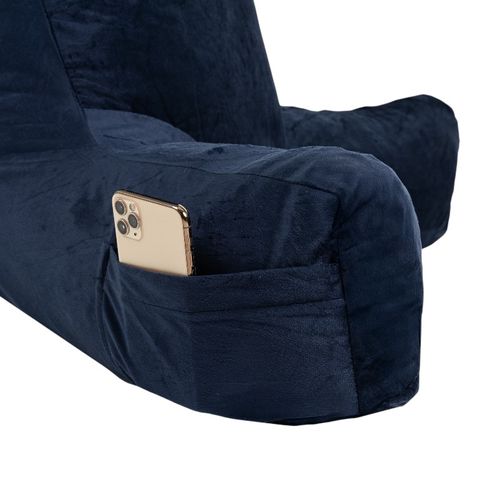 Coussin De Lecture Déhoussable En Velours 80x50x70 Cm Bleu Foncé