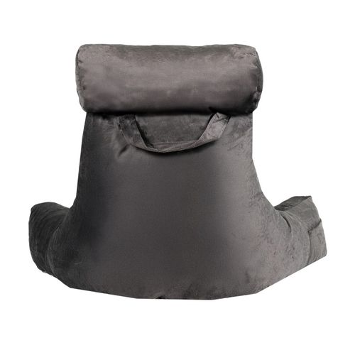 Coussin De Lecture Déhoussable En Velours 80x50x70 Cm Gris