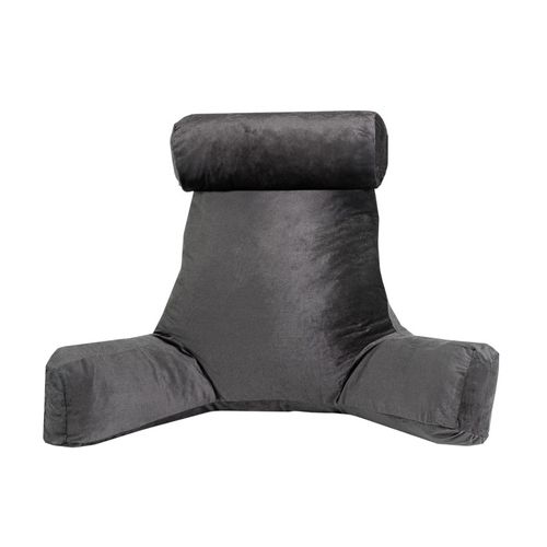 Coussin De Lecture Déhoussable En Velours 80x50x70 Cm Gris