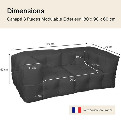 Canapé Modulable Extérieur Imperméable 90 X 180 Cm Gris Foncé