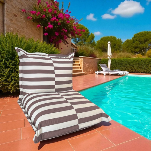 Pouf Extérieur Rayures - 85x85x75 Cm