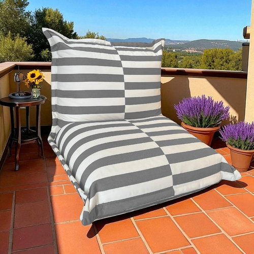 Pouf Extérieur Rayures - 85x85x75 Cm