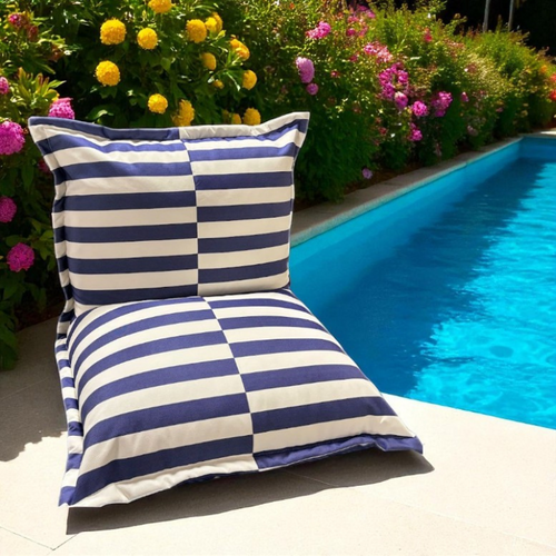 Pouf Extérieur Rayures - 85x85x75 Cm