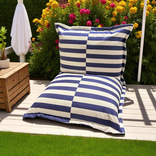 Pouf Extérieur Rayures - 85x85x75 Cm