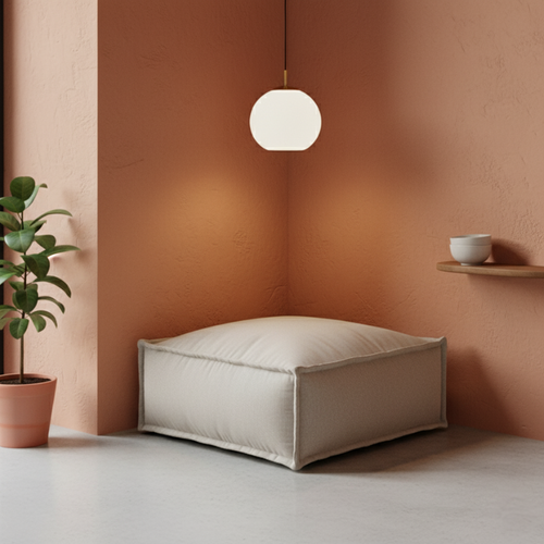 Module Méridienne Pour Canapé Modulable Effet Lin Bananair 80x60 Cm Beige