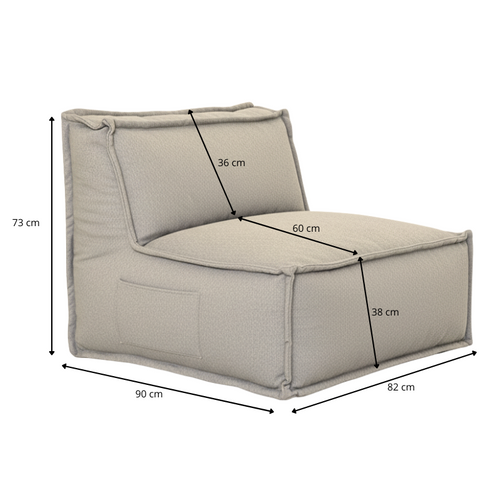 Module Central Pour Canapé Modulable Effet Lin Bananair 90x82 Cm Beige