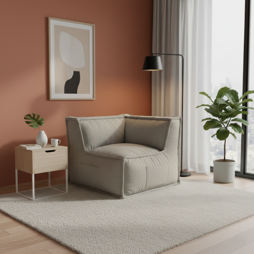 Module D'angle Réversible Pour Canapé Modulable En Effet Lin Bananair 90x90 Cm Beige