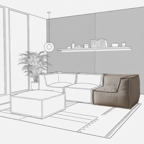 Module D'angle Réversible Pour Canapé Modulable En Effet Lin Bananair 90x90 Cm Beige