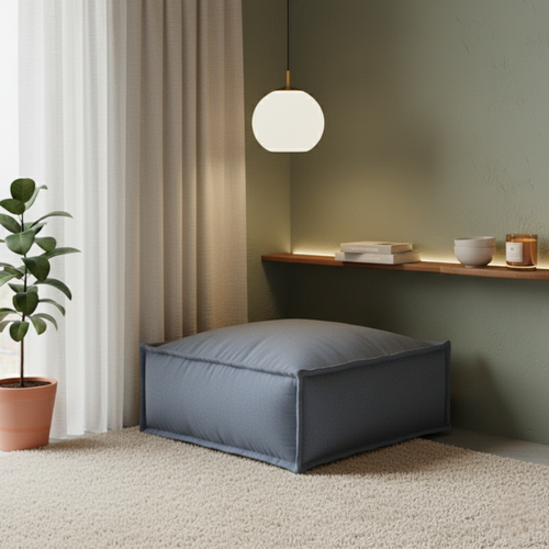 Module Méridienne Pour Canapé Modulable Effet Lin Bananair 80x60 Cm Gris Foncé