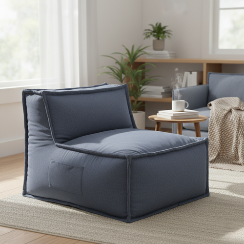 Module Central Pour Canapé Modulable Effet Lin Bananair 90x82 Cm Gris Foncé