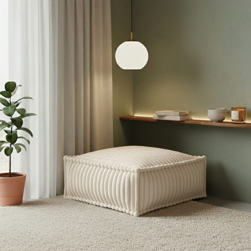 Module Méridienne Pour Canapé Modulable Fourrure Côtelée 80x60 Cm Beige