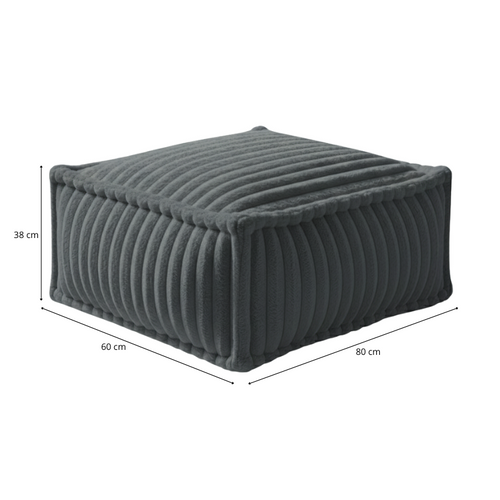 Module Méridienne Pour Canapé Modulable Fourrure Côtelée 80x60 Cm Gris Foncé