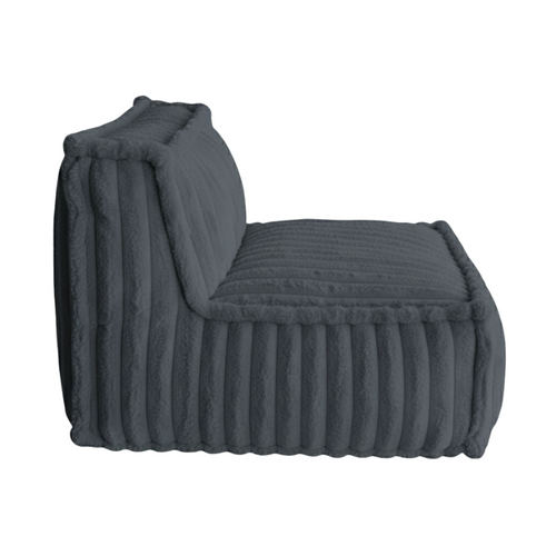 Module Central Pour Canapé Modulable Fourrure Côtelée 90x82 Cm Gris Foncé