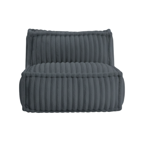 Module Central Pour Canapé Modulable Fourrure Côtelée 90x82 Cm Gris Foncé