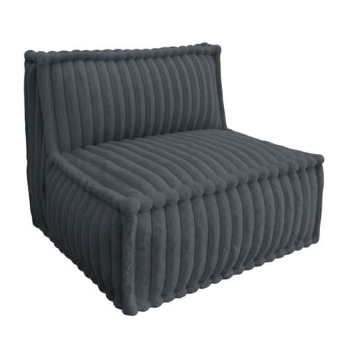Module Central Pour Canapé Modulable Fourrure Côtelée 90x82 Cm Gris Foncé