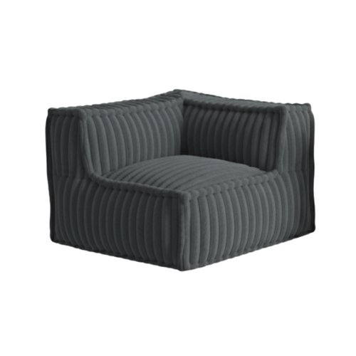 Module D'angle Gauche Pour Canapé Modulable Fourrure Côtelée Bananair 90x90 Cm Gris Foncé