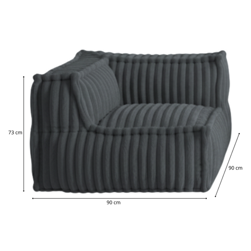 Module D'angle Gauche Pour Canapé Modulable Fourrure Côtelée Bananair 90x90 Cm Gris Foncé