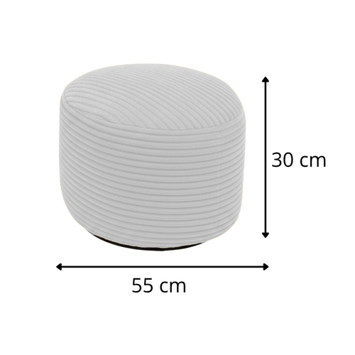 Pouf Déhoussable En Velours Côtelé 55x30 Cm Gris Clair