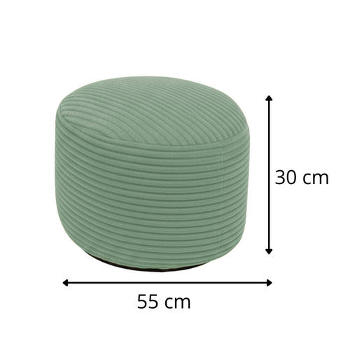 Pouf Déhoussable En Velours Côtelé 55x30 Cm Vert