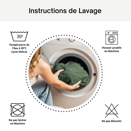 Pouf Déhoussable En Velours Côtelé 55x30 Cm Vert