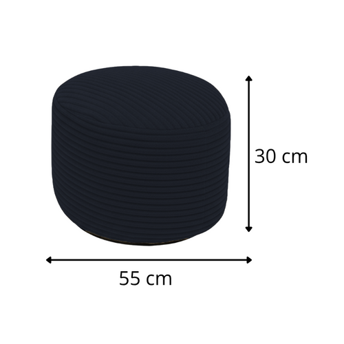 Pouf Déhoussable En Velours Côtelé 55x30 Cm Bleu Foncé